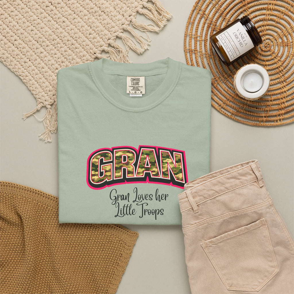 Gran Floral Graphic T-Shirt — "Gran Loves Her Little Troops" Gift Tee
