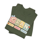 Gran Retro Patch Tee — Personalized 'Gran' Name Blocks Short Sleeve Shirt