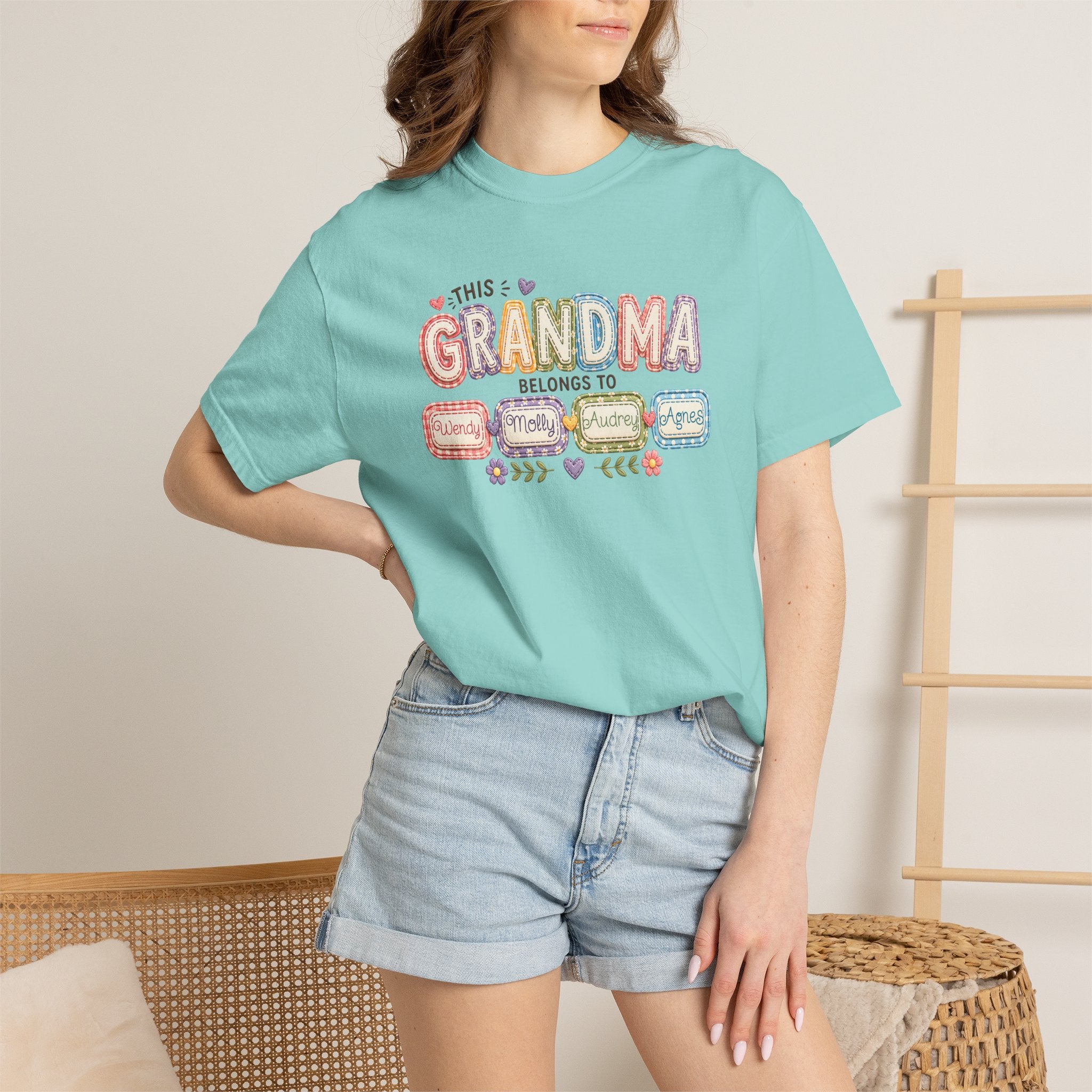 Grandma Belongs To Cute Pastel Family Names T-Shirt