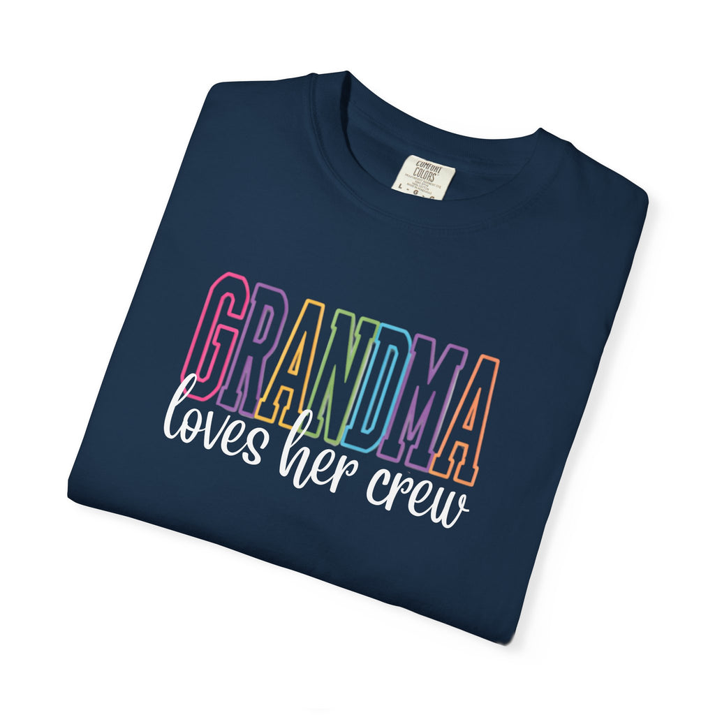 Grandma Loves Her Crew T-Shirt — Pastel Rainbow Grandma Gift