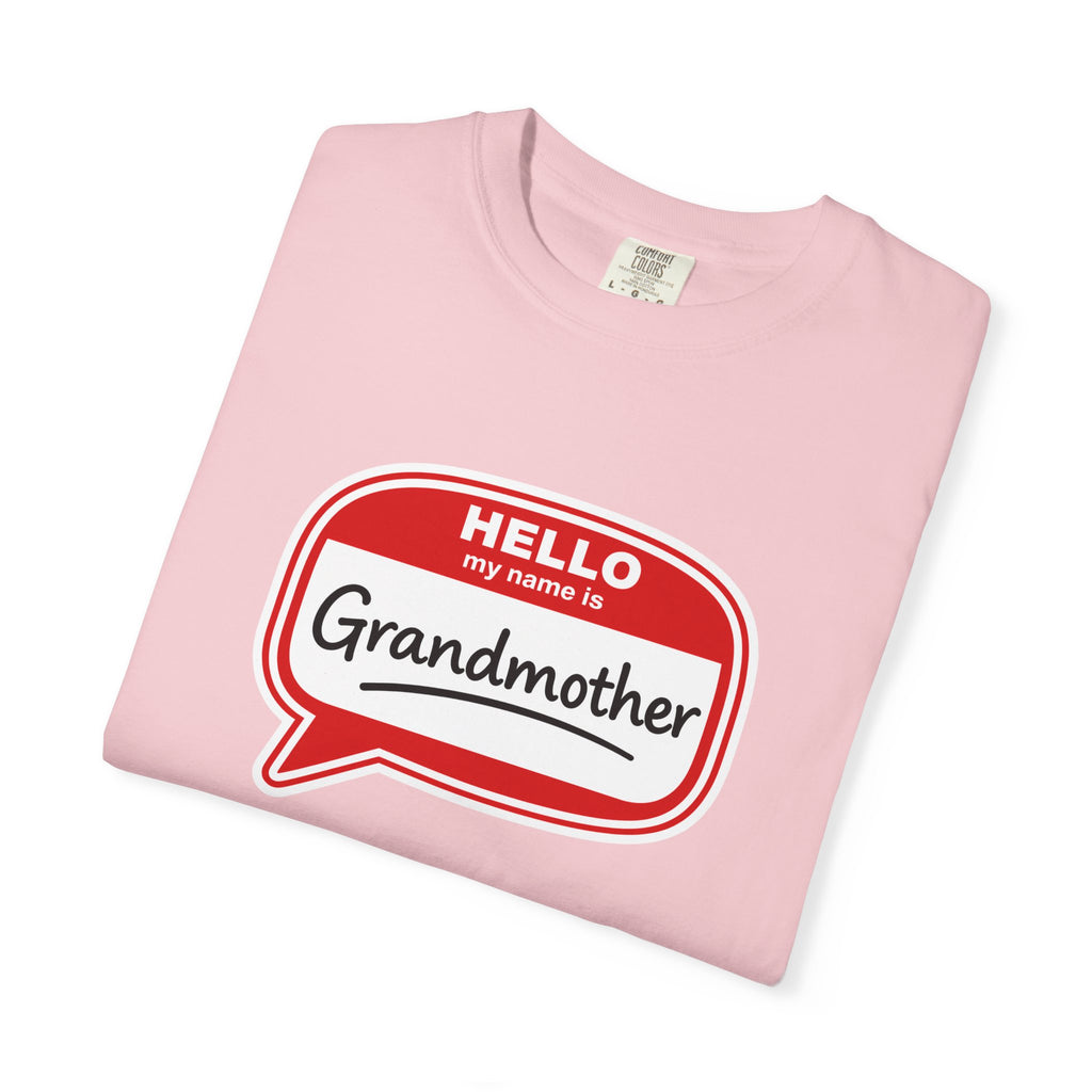 Hello My Name Is Grandmother T-Shirt - Retro Name Badge Tee for Moms & Grandmas