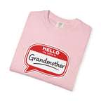 Hello My Name Is Grandmother T-Shirt - Retro Name Badge Tee for Moms & Grandmas