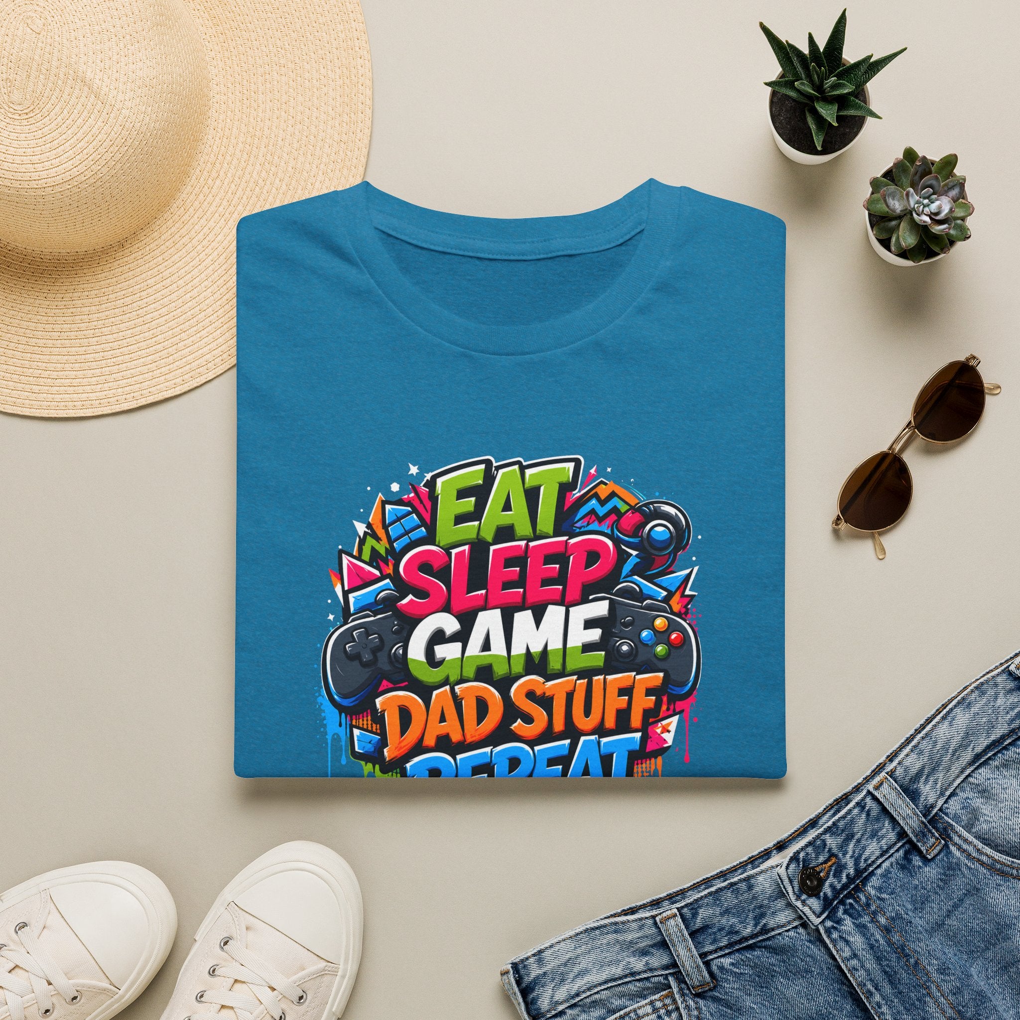 Eat Sleep Game Dad Stuff Repeat T-Shirt