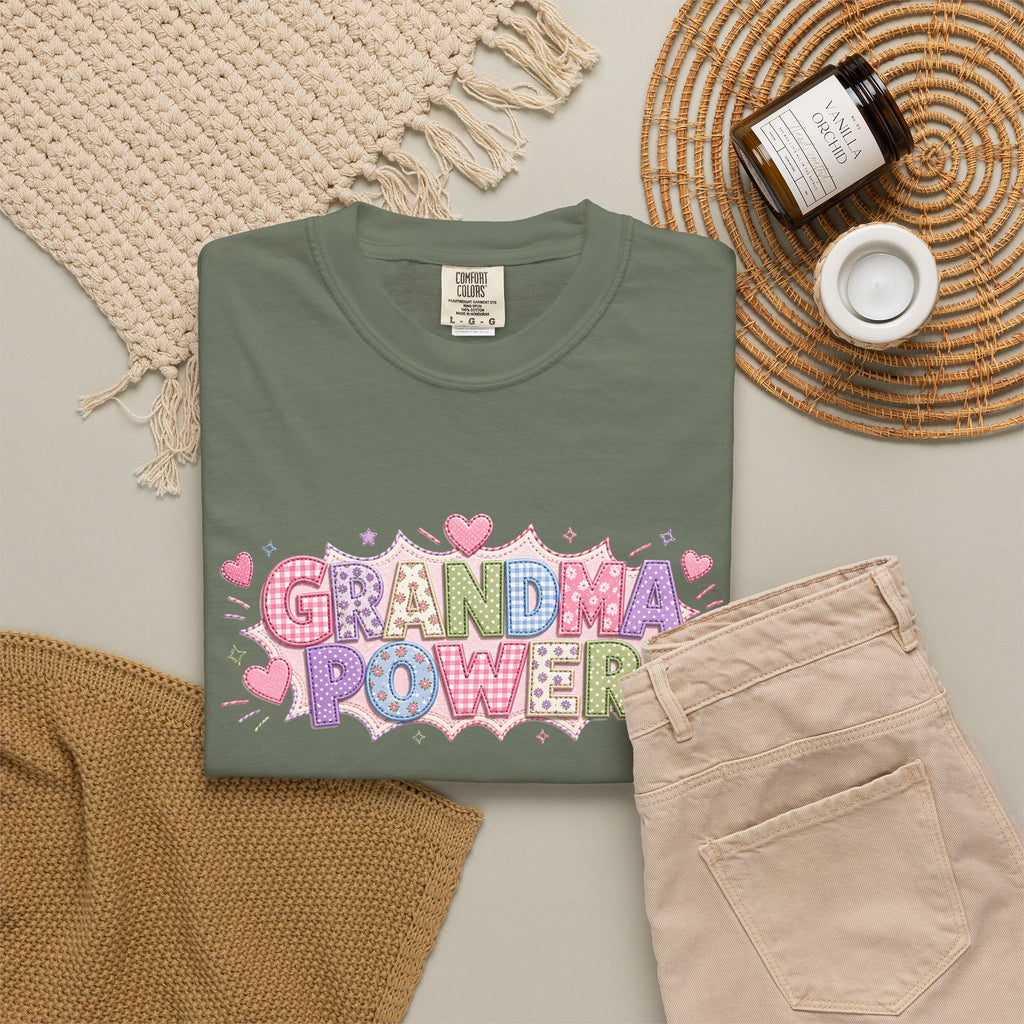 Grandma Power T-Shirt — Cute Heart Graphic Tee for Grandmothers