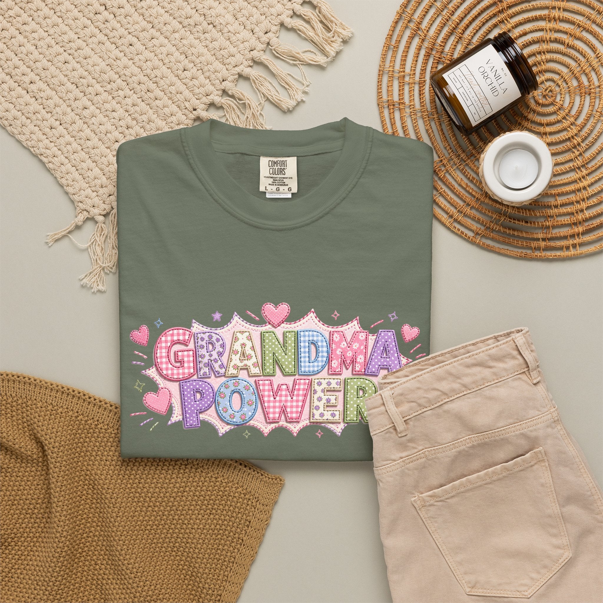Grandma Power T-Shirt — Cute Heart Graphic Tee for Grandmothers