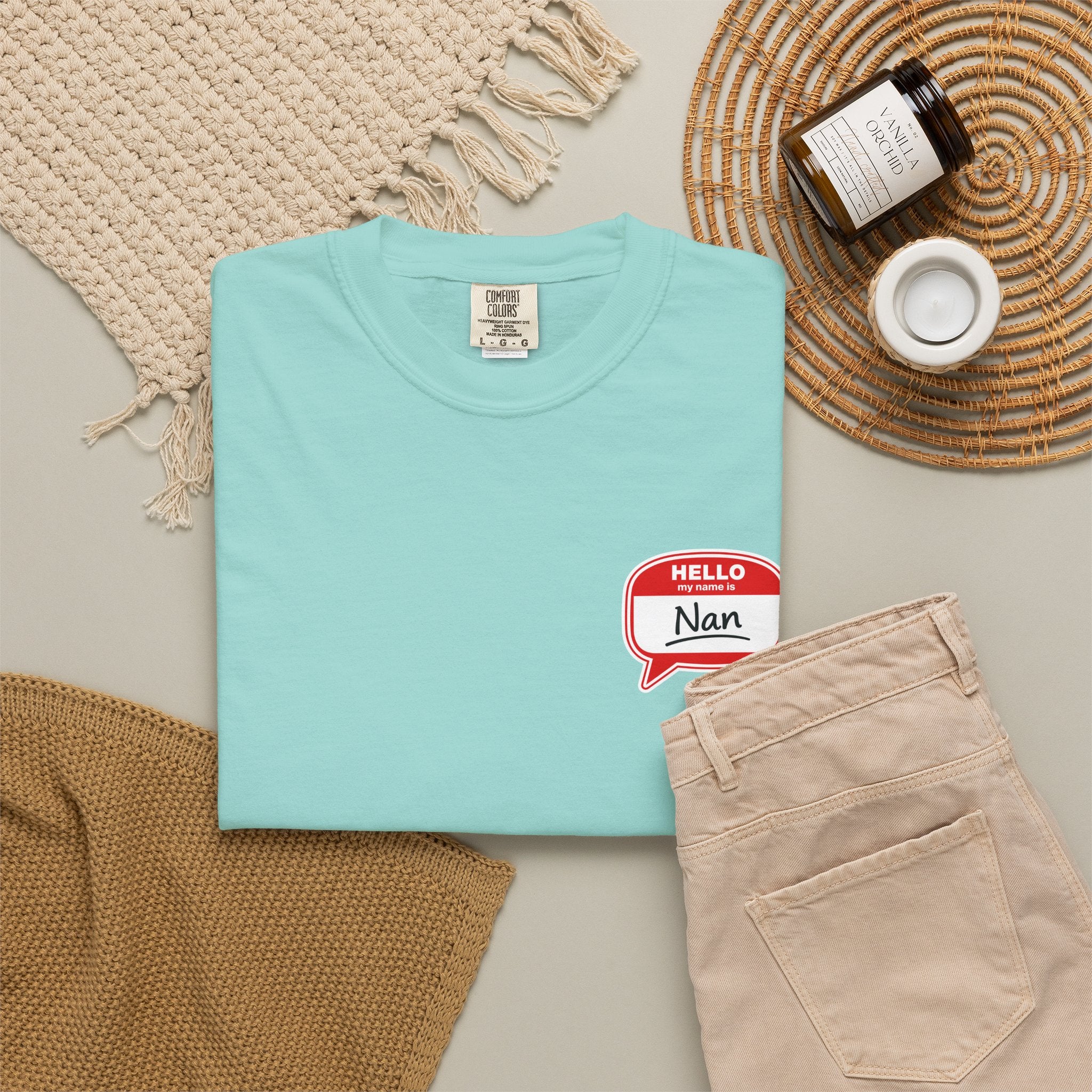 Nan Name Tag T-Shirt — "Hello, Nan" Chest Graphic Tee