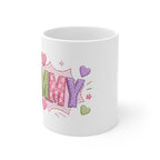 Pastel Quilted 'MOM' Mug — 11oz Ceramic Mother's Day Coffee Cup