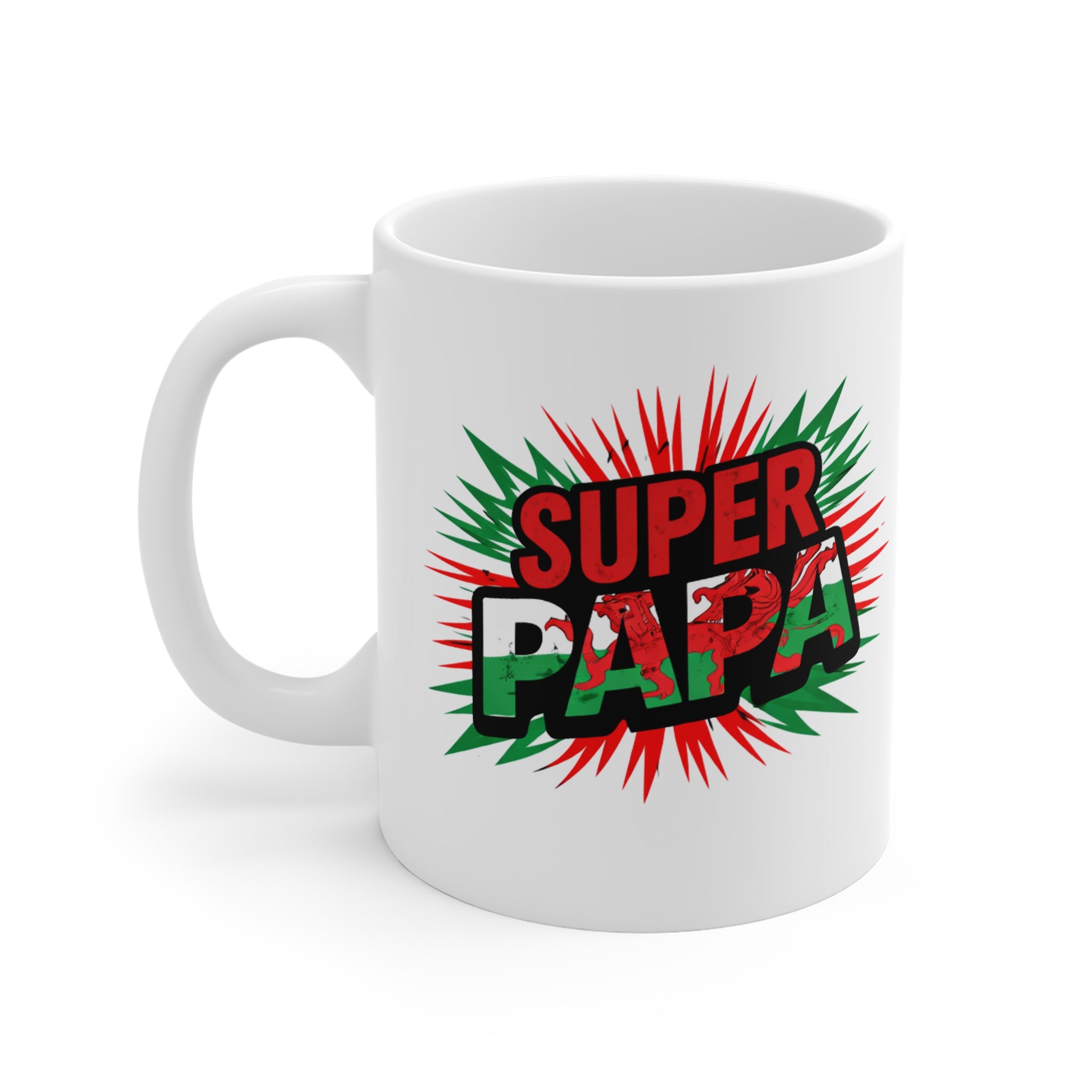 Super Papa Welsh Flag/Wales themed Mug — Funny Father’s Day Coffee Cup