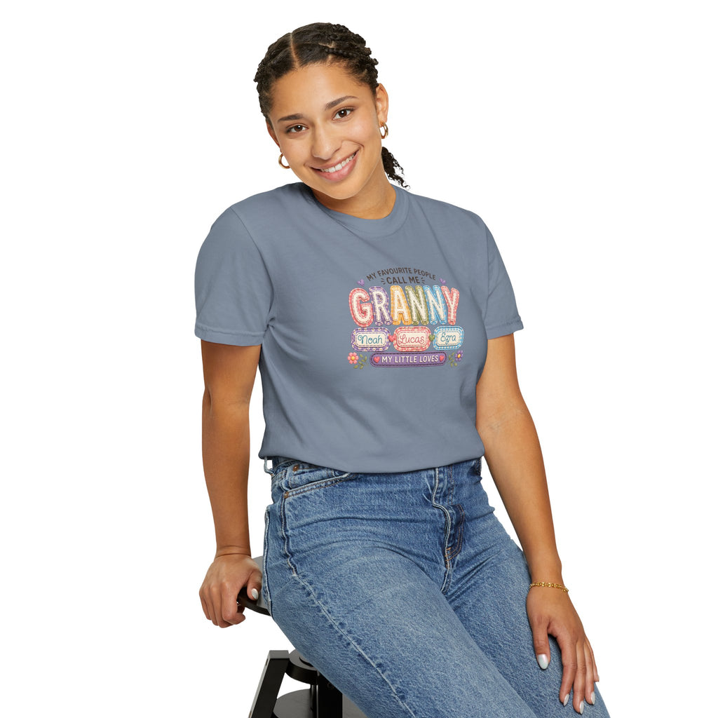 Granny Floral Retro Tee — "My Favourite People Call Me Granny"