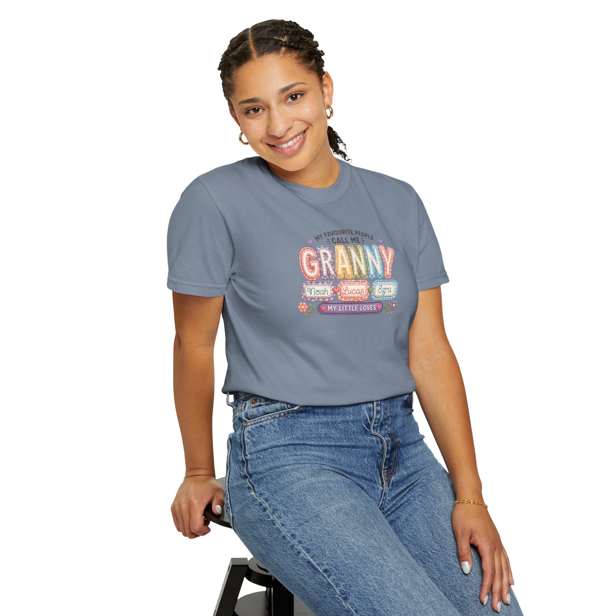 Granny Floral Retro Tee — "My Favourite People Call Me Granny"