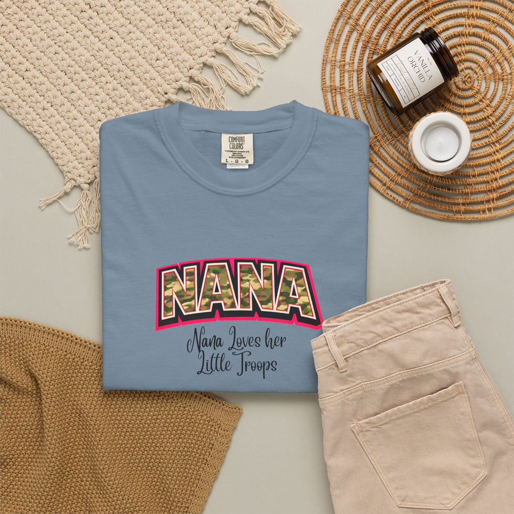Nana Leopard Print T-Shirt — "Nana (who loves her little troops)" Grandma Gift