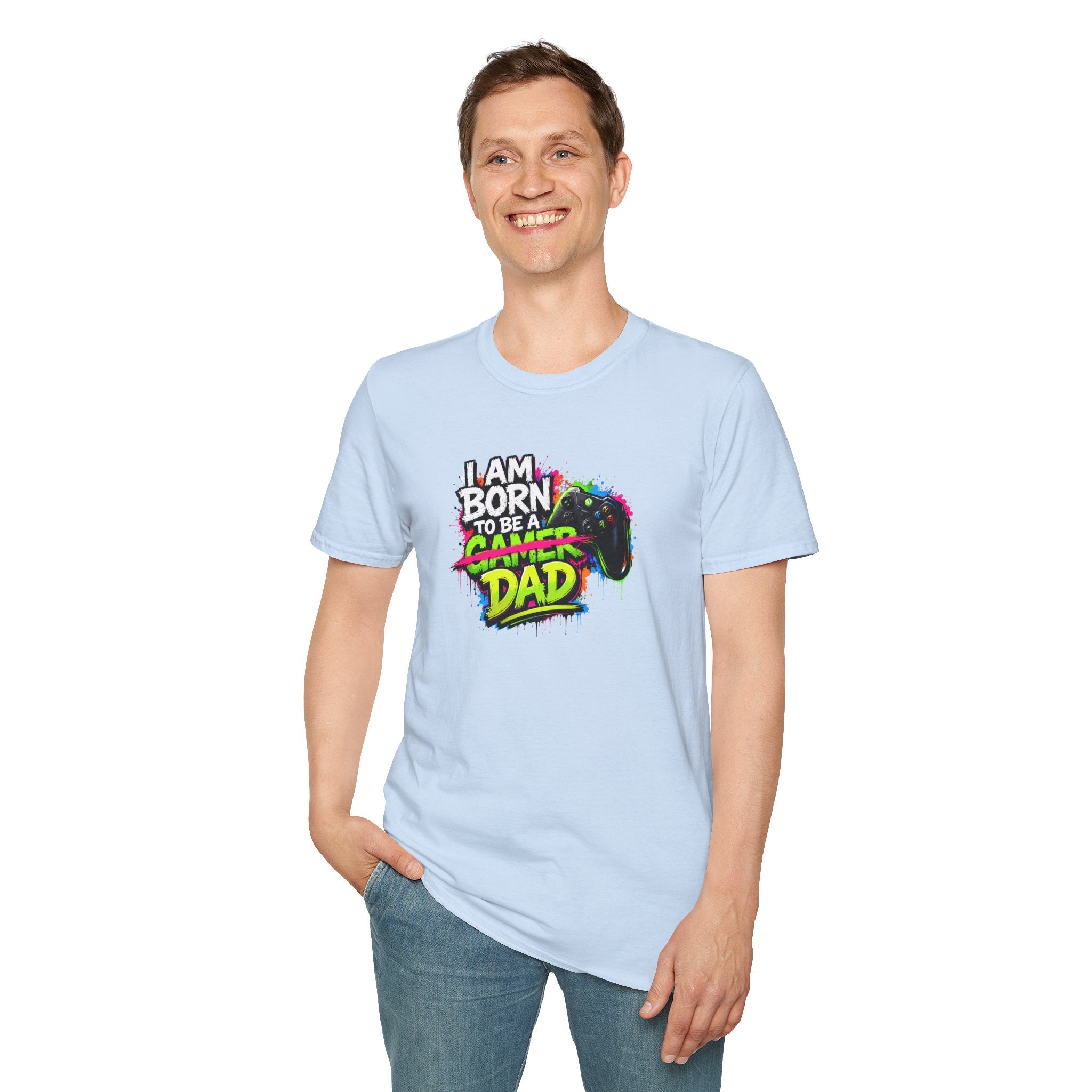 "I Am Born To Be A Gamer Dad" Neon T‑Shirt