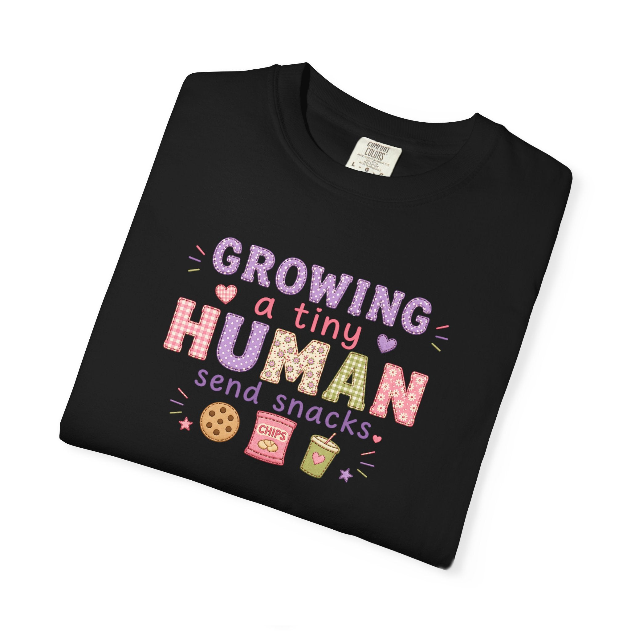 Growing a Tiny Human T-Shirt — "Growing a Tiny Human, Send Snacks" Maternity Tee