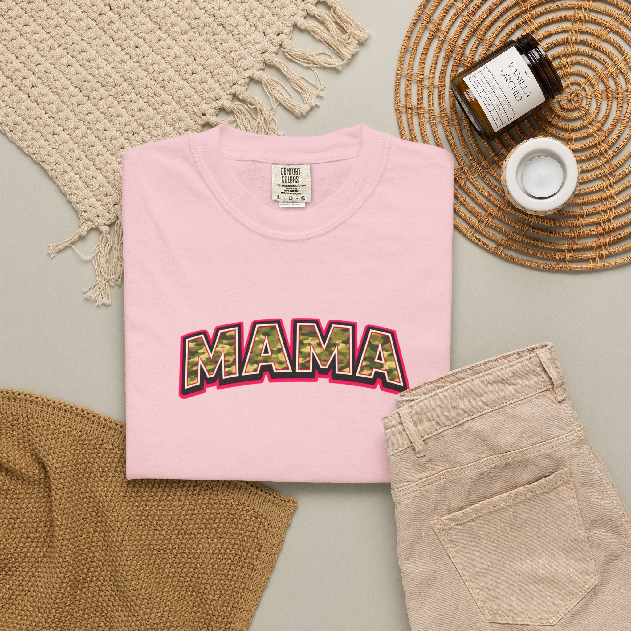 Mama Camo Retro T-Shirt — Vintage Lettering Mother's Day Tee
