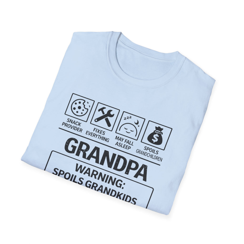 Grandpa Warning T-Shirt — "Spoils Grandkids & Hands Out Biscuits" Funny Grandpa Gift