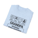 Grandpa Warning T-Shirt — "Spoils Grandkids & Hands Out Biscuits" Funny Grandpa Gift