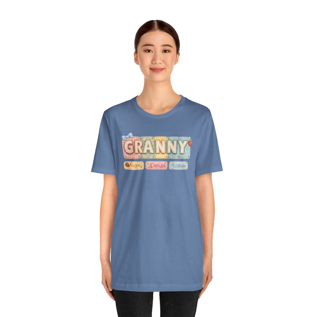 Granny Retro Nameplate T‑Shirt — Personalized Grandma Tee