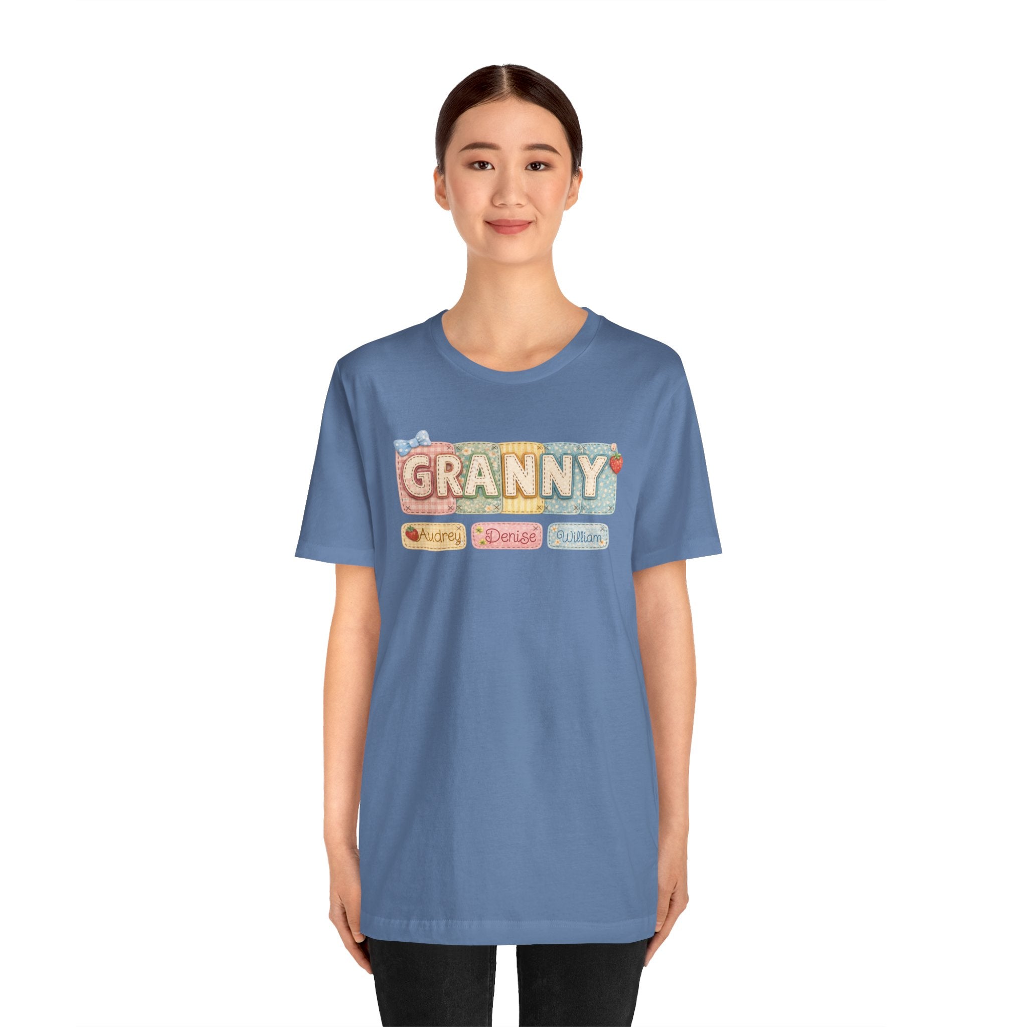 Granny Retro Nameplate T‑Shirt — Personalized Grandma Tee