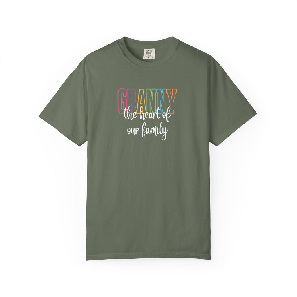 Grandma T-Shirt — "Grandma the Heart of Our Family" Pastel Comfort Tee