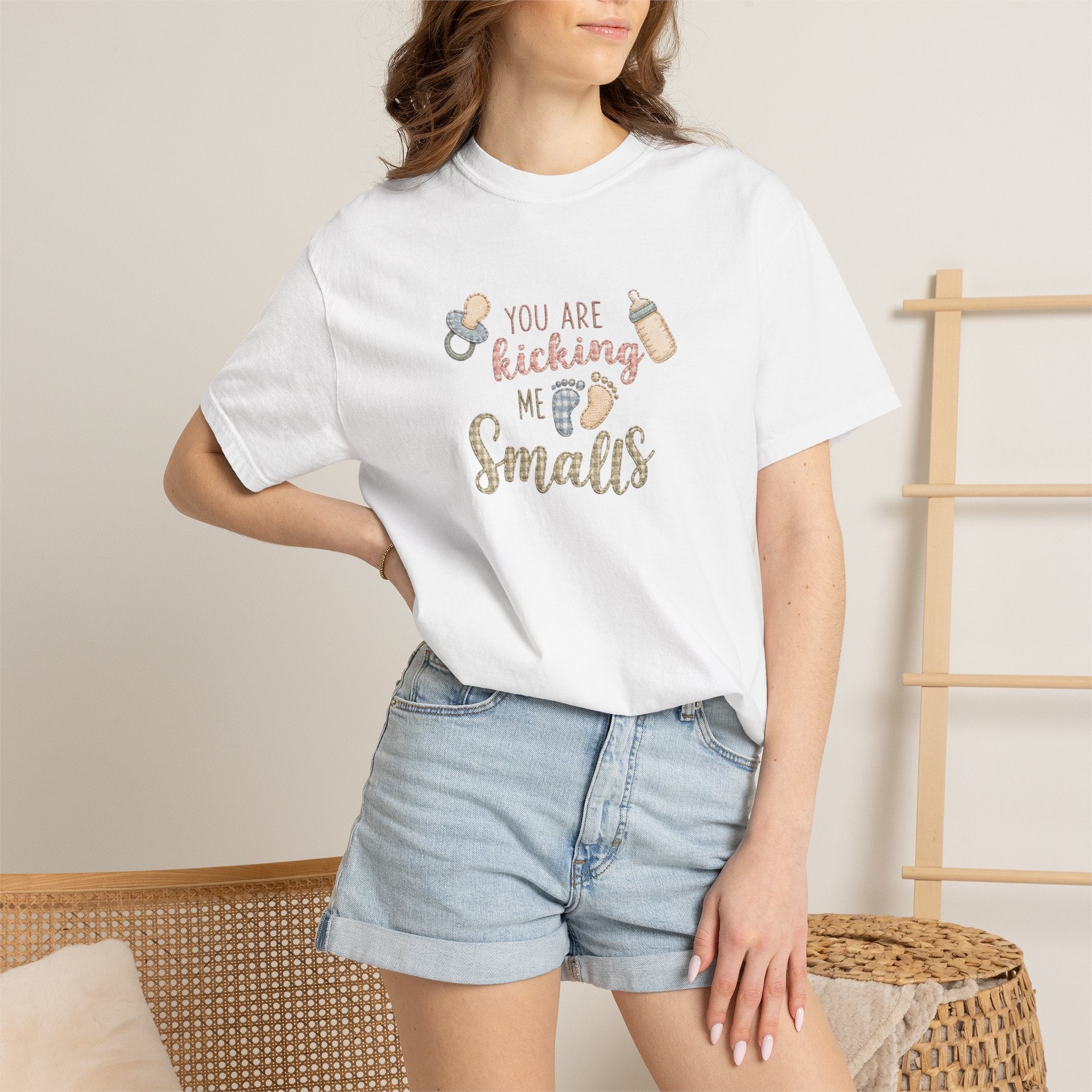 Kicking Me Smalls Baby Pregnancy Announcement T-Shirt
