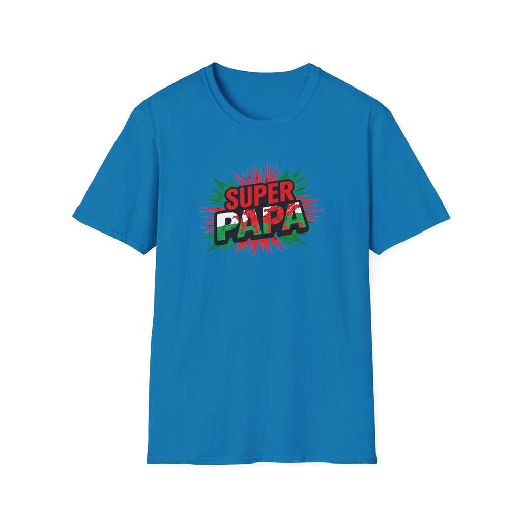 Super Papa Welsh Flag/ Wales themed Graphic T-Shirt — Father’s Day Comic-Style Dad Shirt