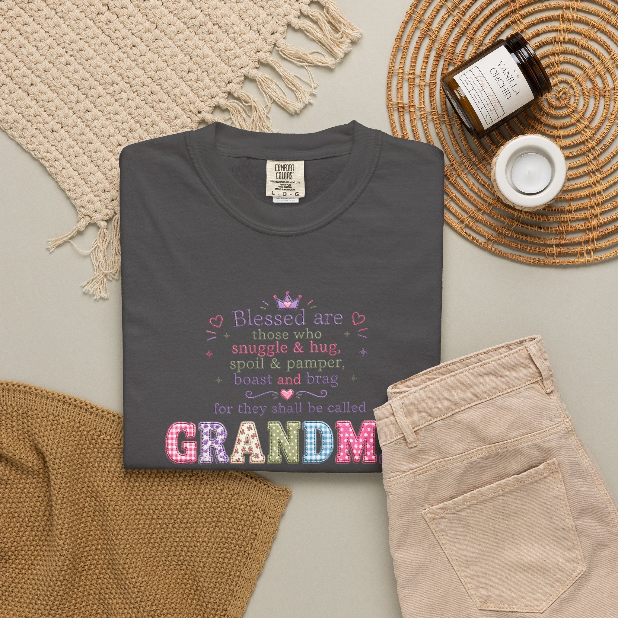 Grandma Floral Scripture T-Shirt — Blessed Are Those Who Are Pure in Heart