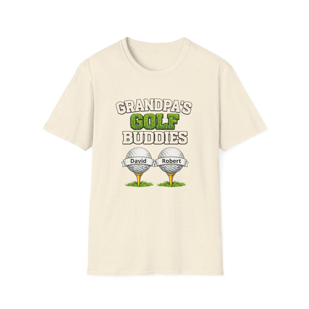 Grandpa’s Golf Buddies T-Shirt — Personalized Names on Golf Balls