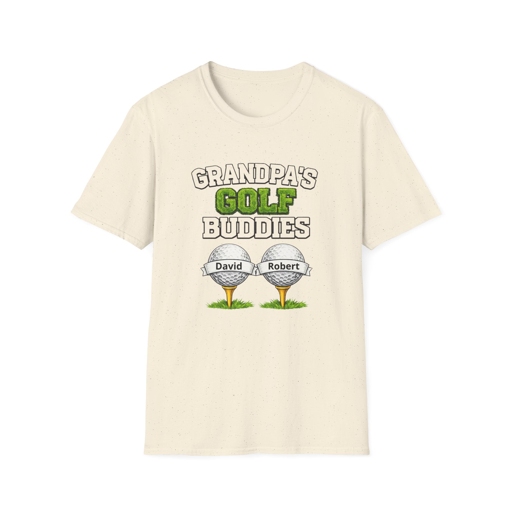 Grandpa’s Golf Buddies T-Shirt — Personalized Names on Golf Balls