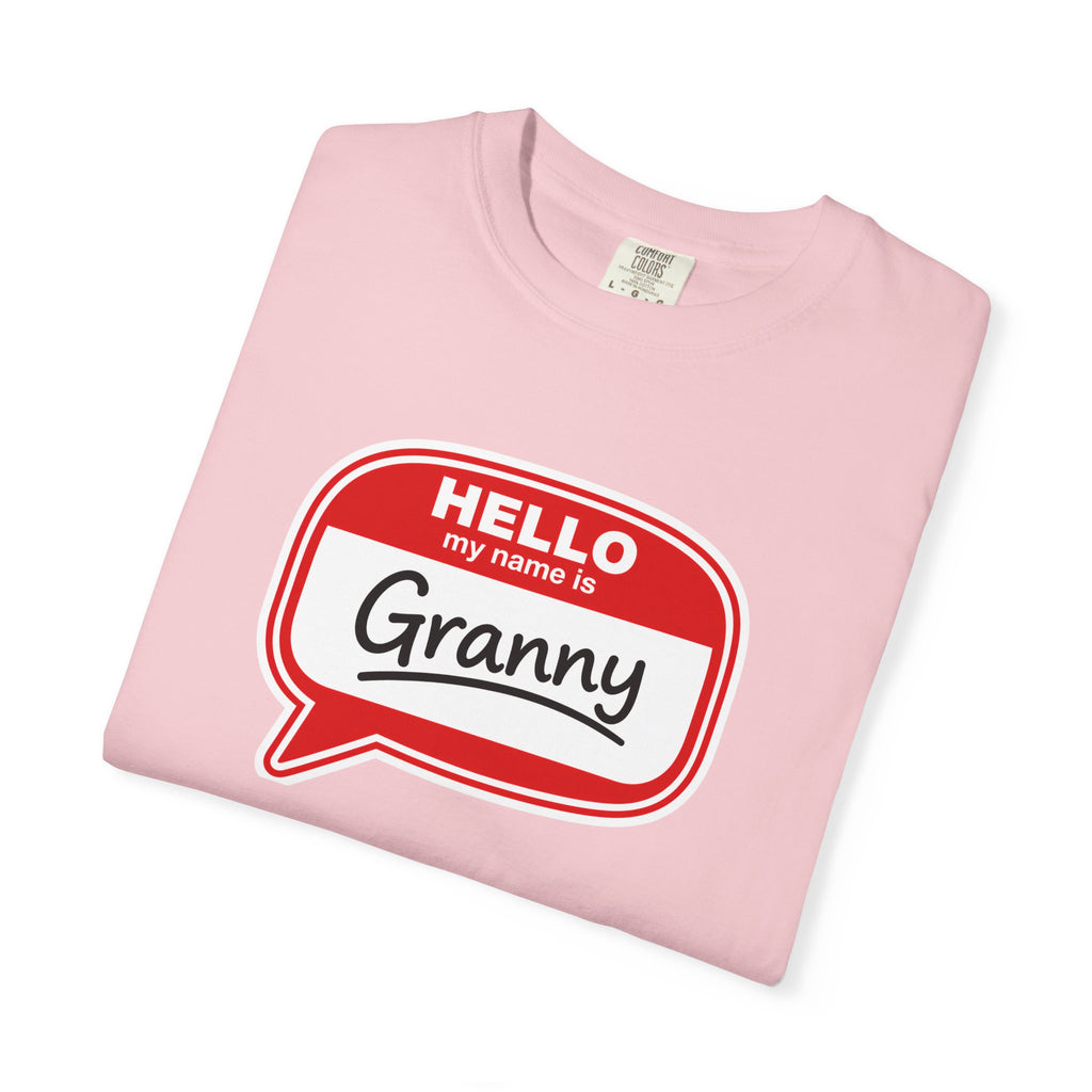 Hello My Name Is Granny T-Shirt - Funny Grandma Gift, Retro Name Badge Tee