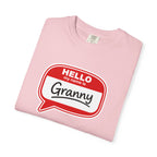 Hello My Name Is Granny T-Shirt - Funny Grandma Gift, Retro Name Badge Tee