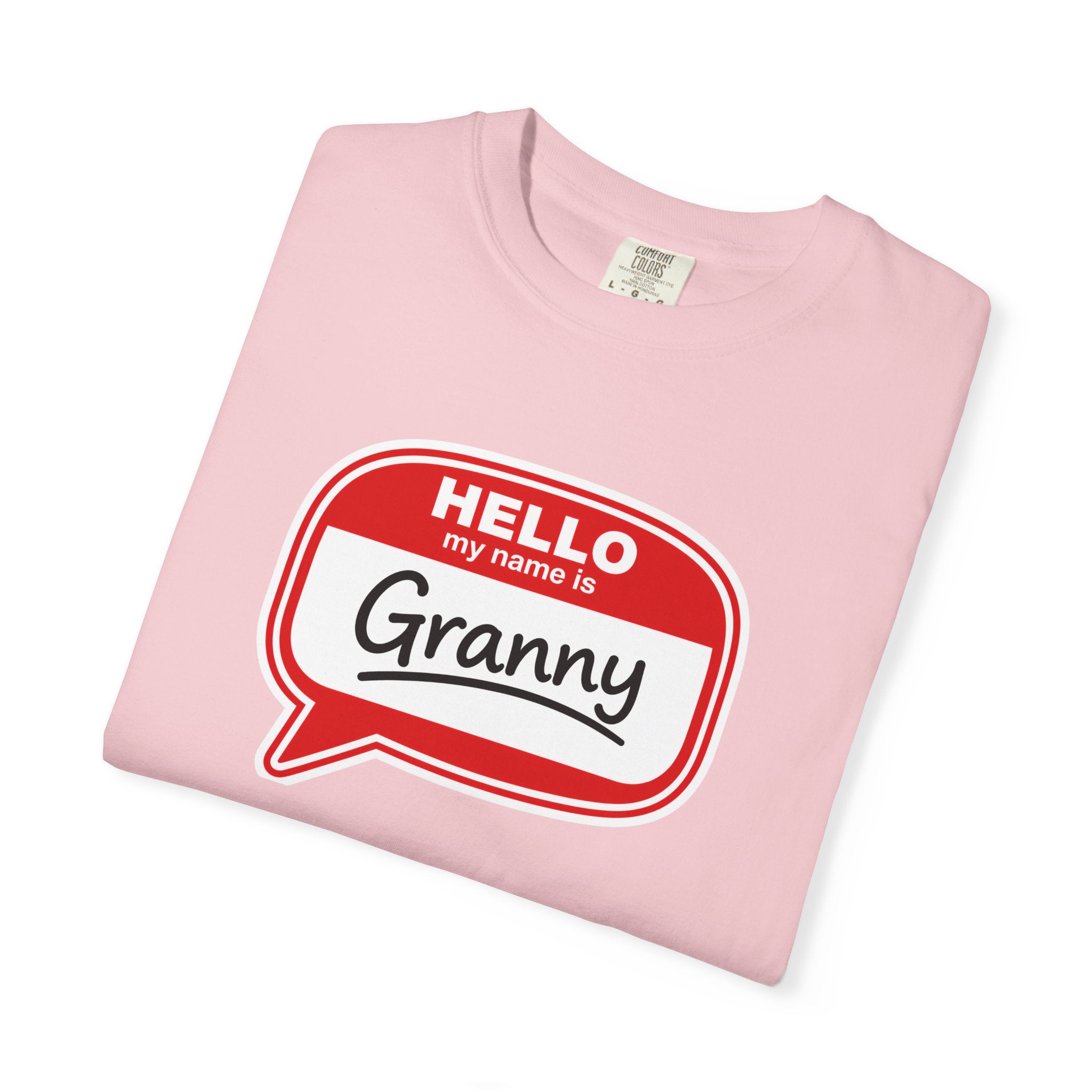 Hello My Name Is Granny T-Shirt - Funny Grandma Gift, Retro Name Badge Tee