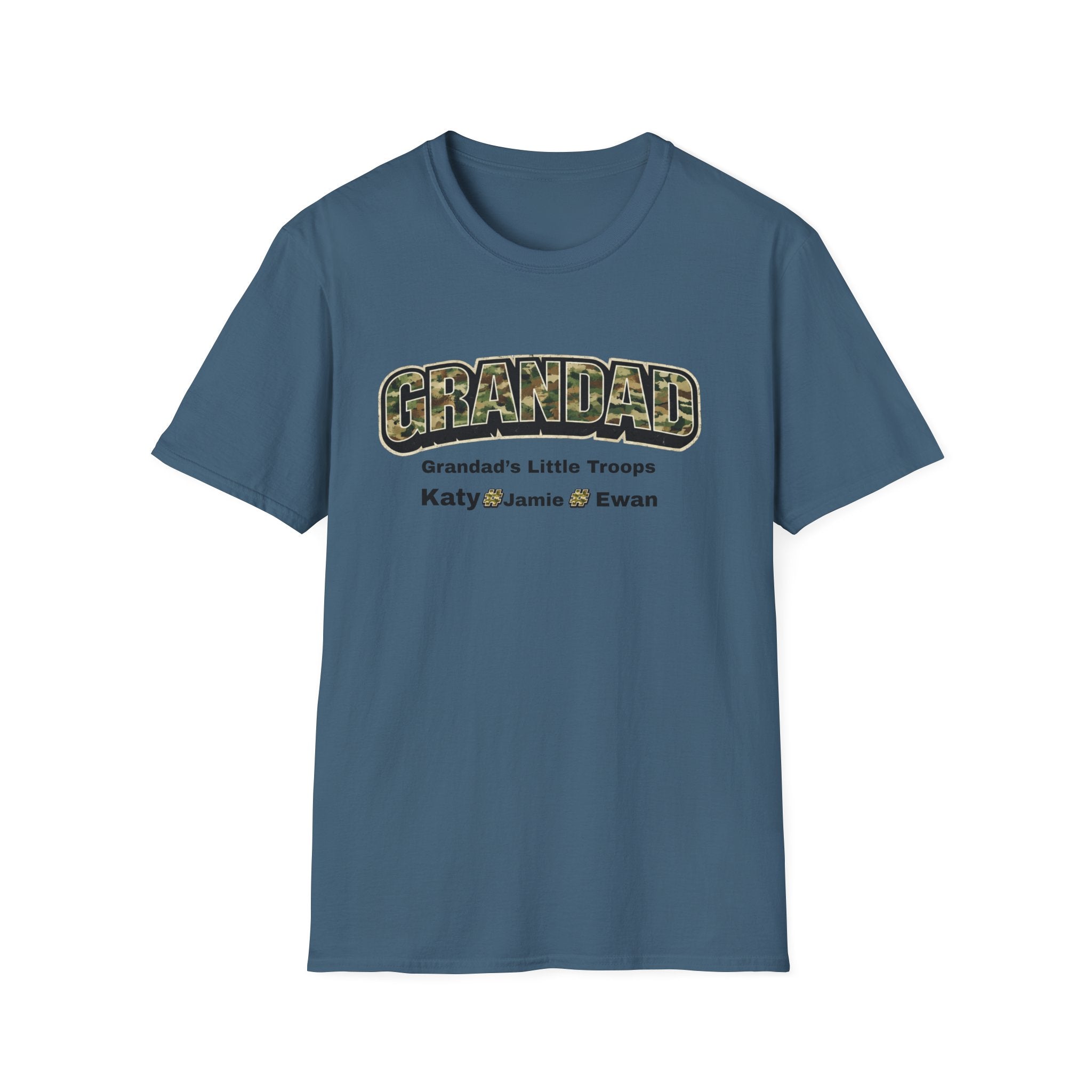 Granddad Camo T-Shirt — "Grandad's Little Troops" Personalized Kids Names