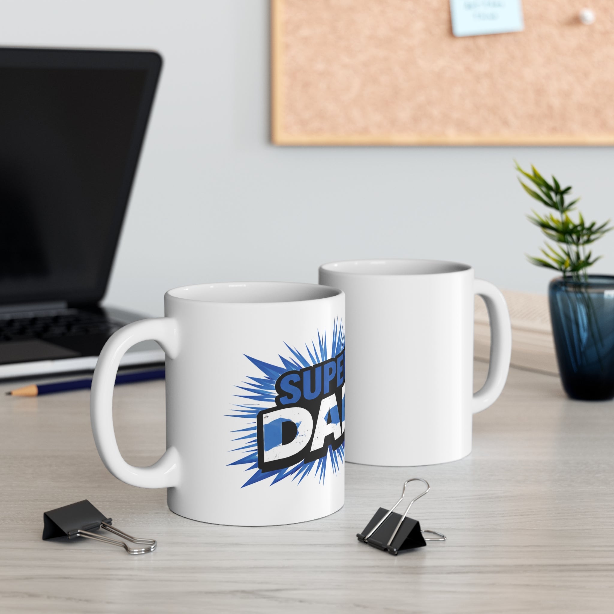 Super Dad Ceramic Mug —Scotland Flag themed  "Super Dad" 11oz & 15oz Gift Coffee Cup