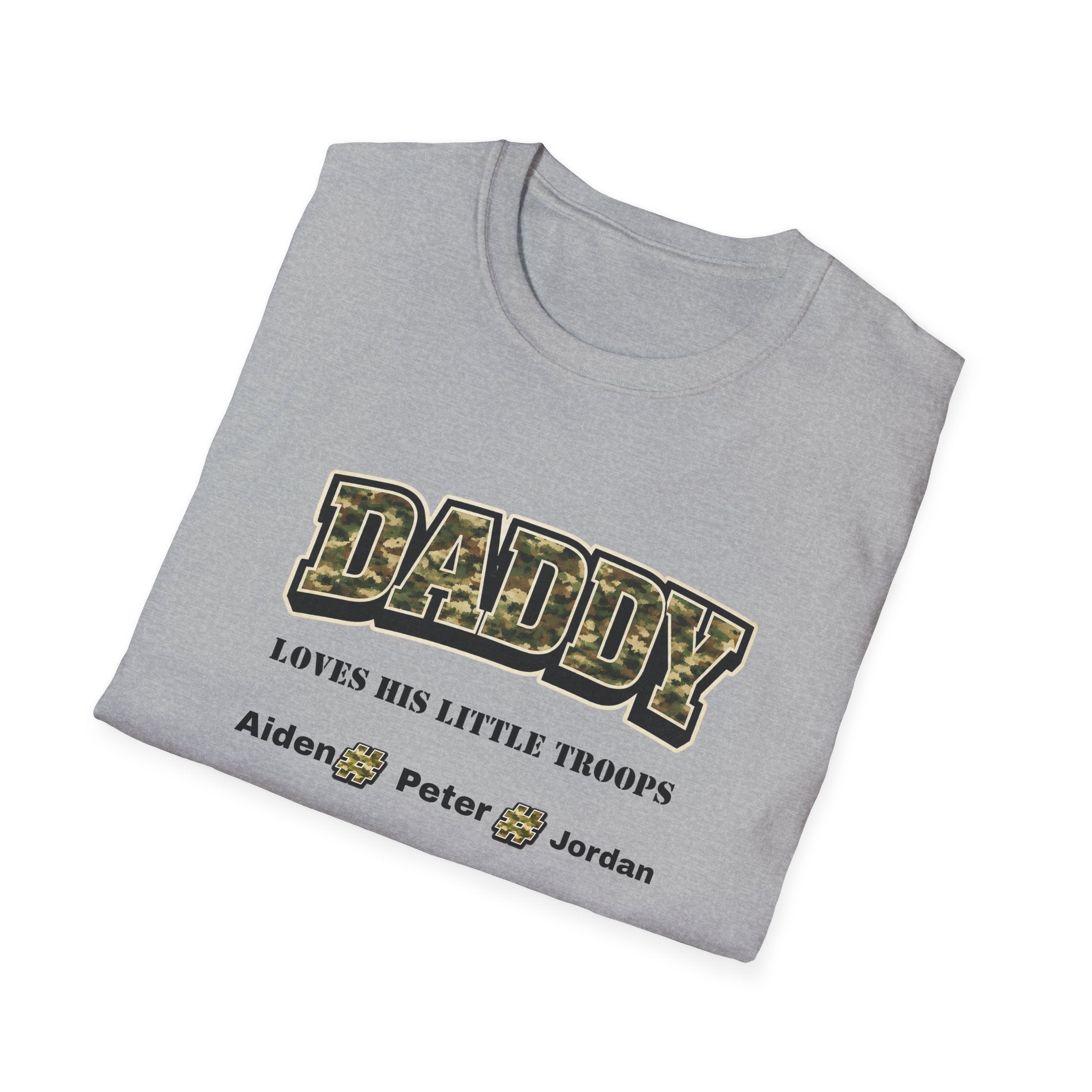 Daddy Loves His Little Troops Personalized Camo T-Shirt — Custom Name Father's Day Gift
