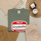Hello My Name Is Grandmother T-Shirt - Retro Name Badge Tee for Moms & Grandmas
