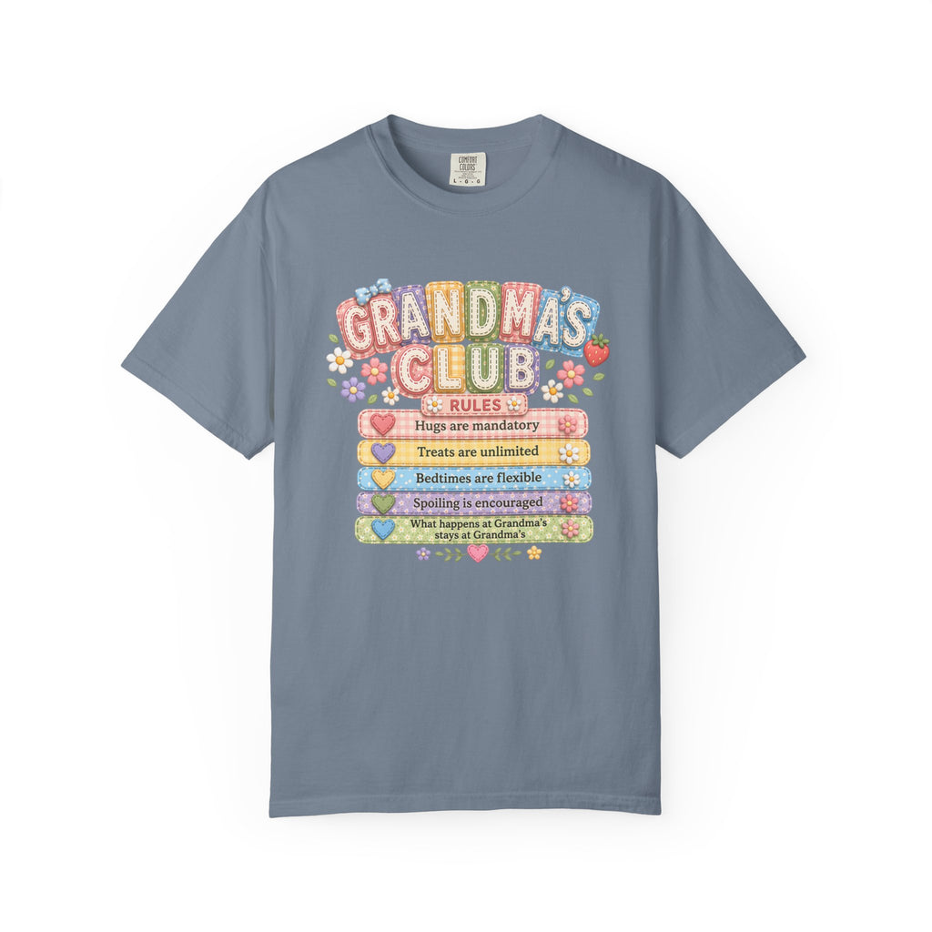 Grandma's Club T-Shirt — Cute Floral 'Grandma's Club' Rules Tee
