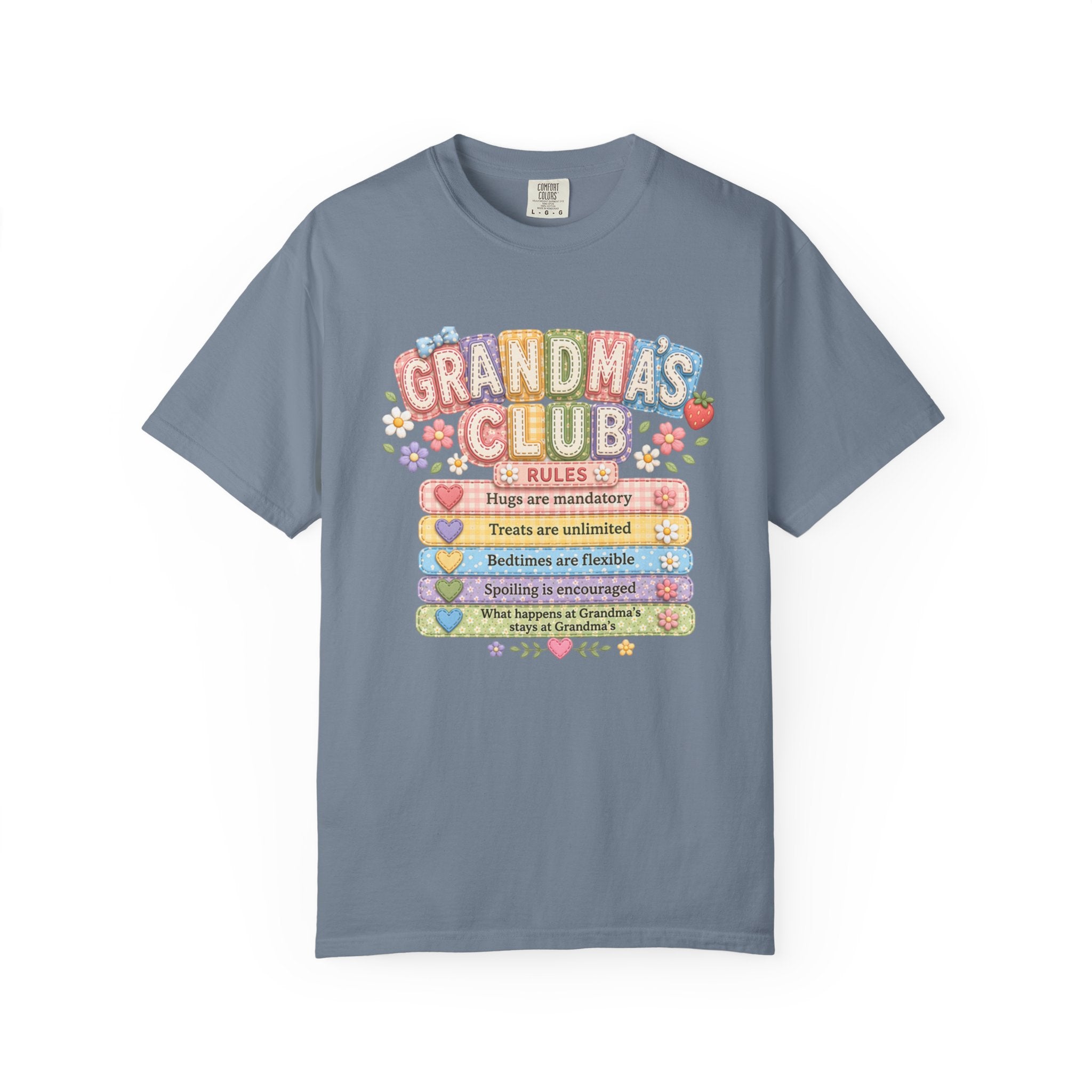 Grandma's Club T-Shirt — Cute Floral 'Grandma's Club' Rules Tee