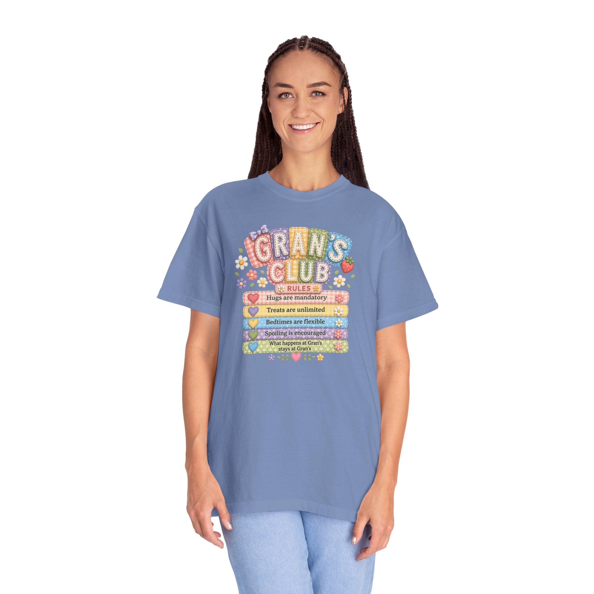 Grans Club Rules T-Shirt — Cute Floral Grandma Shirt, Funny Grandmother Gift for Mother's Day
