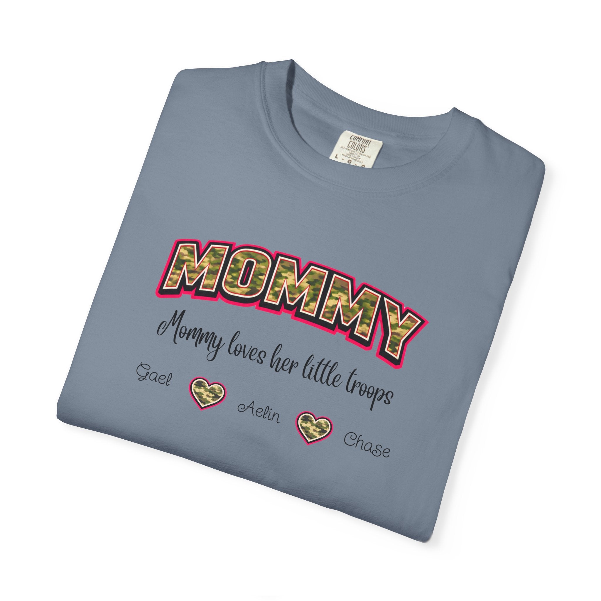 Mommy Camo Heart T-Shirt — "Mommy, I am here for little forever" Mother's Day Tee