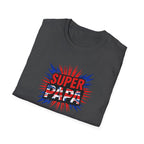 T-Shirt — "Super Papa" Union Jack/England themed Retro Comic Dad Shirt (Father's Day Gift)