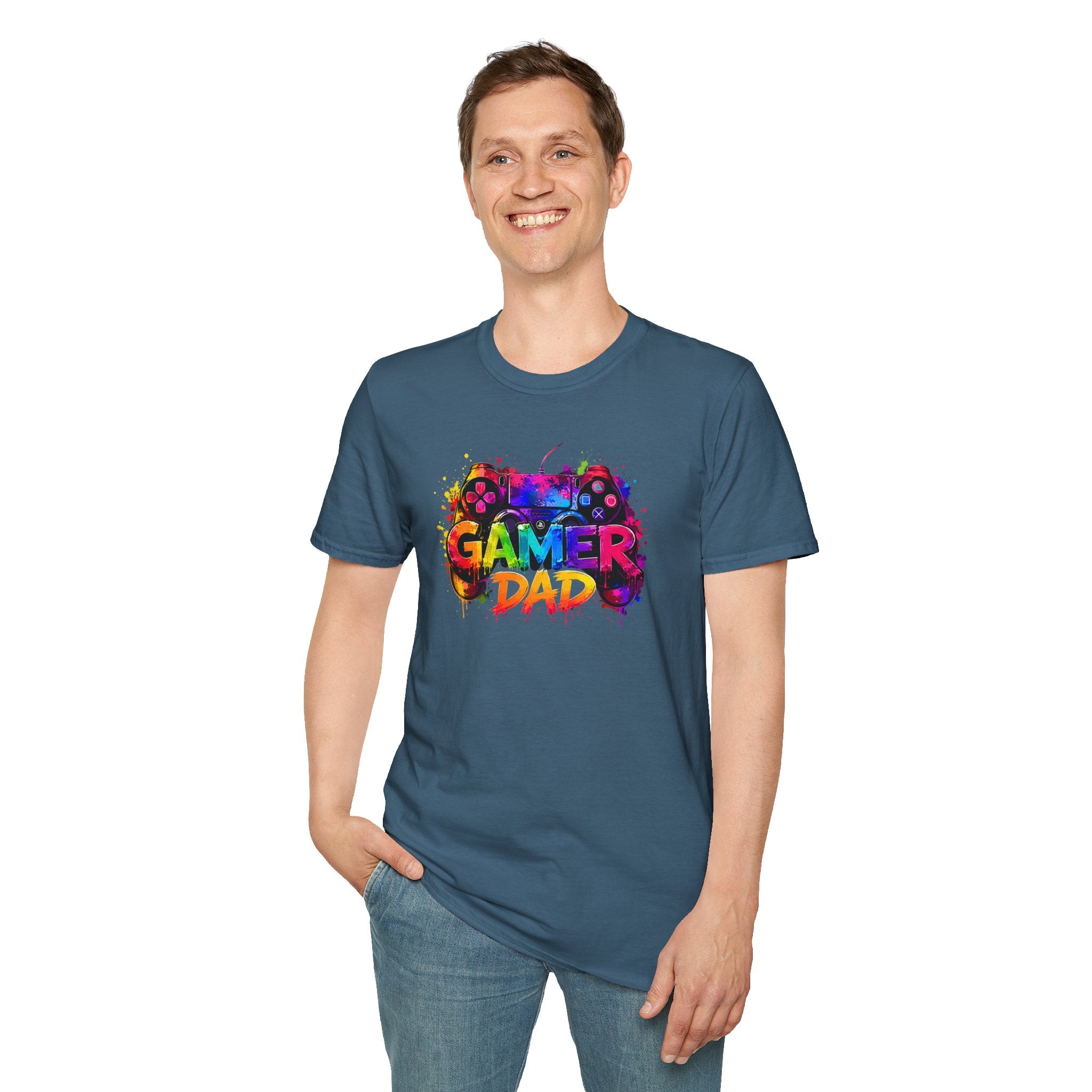Gamer Dad Colourful Controller Design T-Shirt