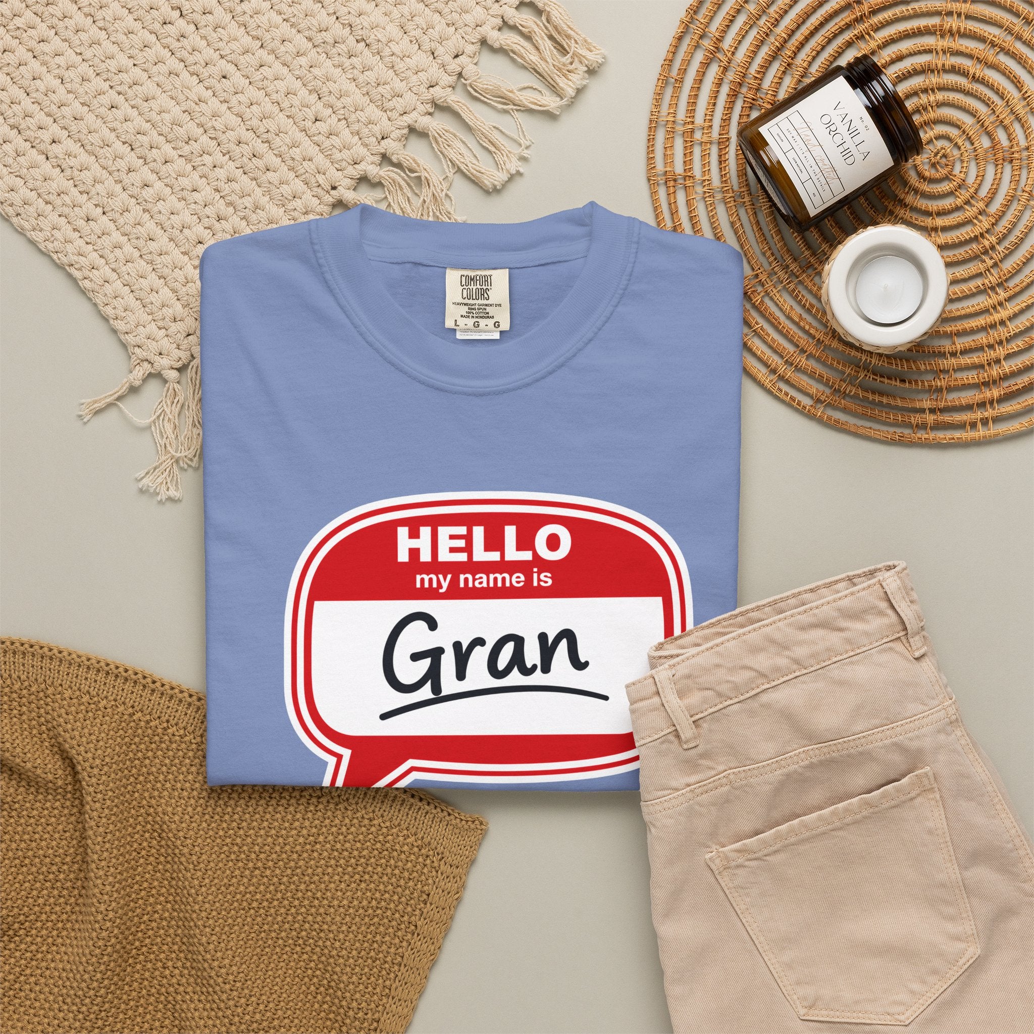 Hello My Name Is Gran T-Shirt – Funny Name Badge Tee for Grandmothers