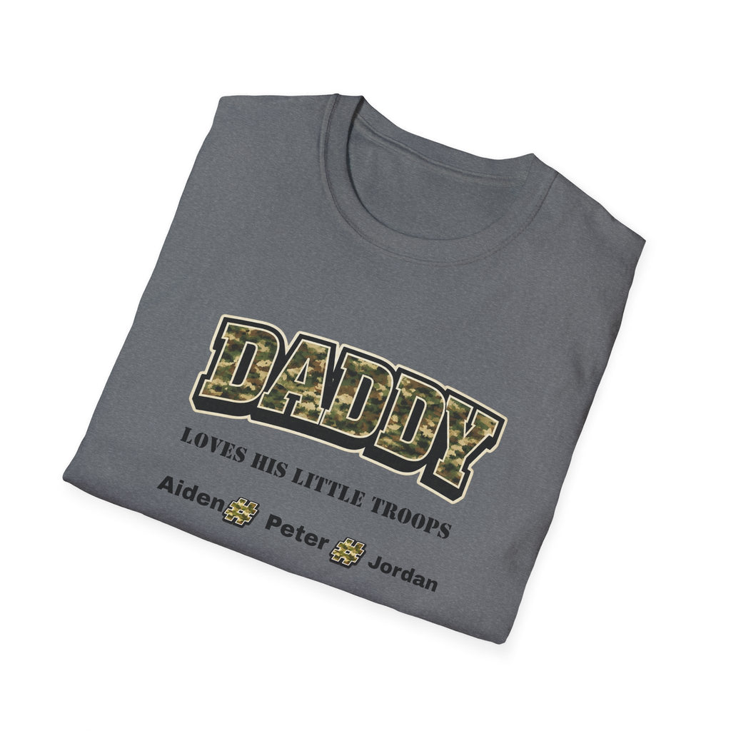 Daddy Loves His Little Troops Personalized Camo T-Shirt — Custom Name Father's Day Gift