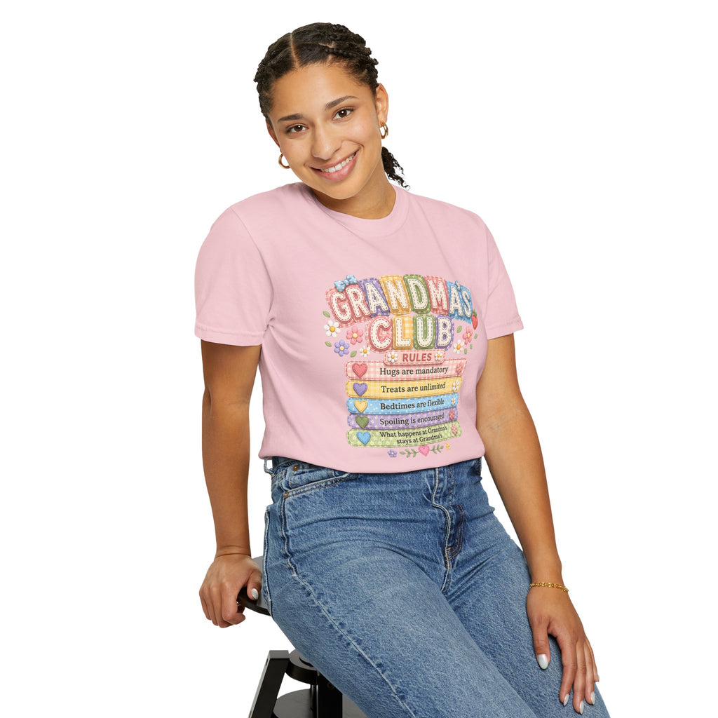 Grandma's Club T-Shirt — Cute Floral 'Grandma's Club' Rules Tee