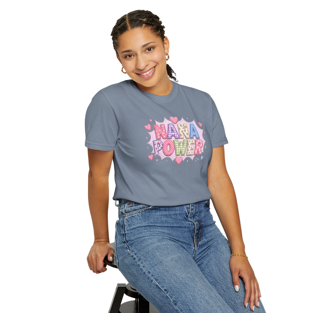 Nana Power T-Shirt — Playful Retro Heart Graphic for Grandmother Gifts