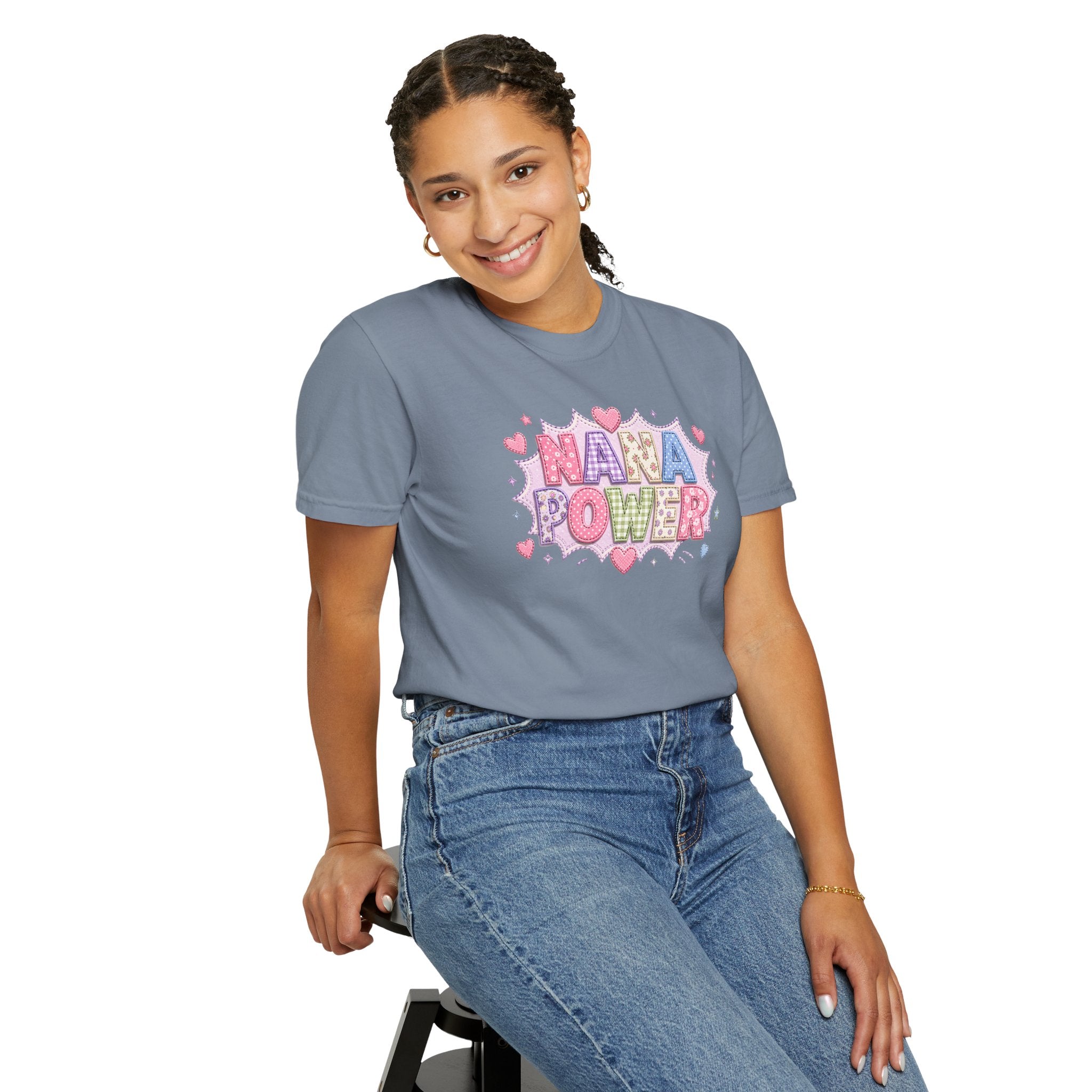 Nana Power T-Shirt — Playful Retro Heart Graphic for Grandmother Gifts