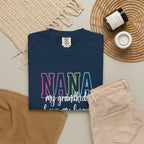 Nana Pastel Rainbow Tee — 'NANA' Floral Outline Grandma T-Shirt