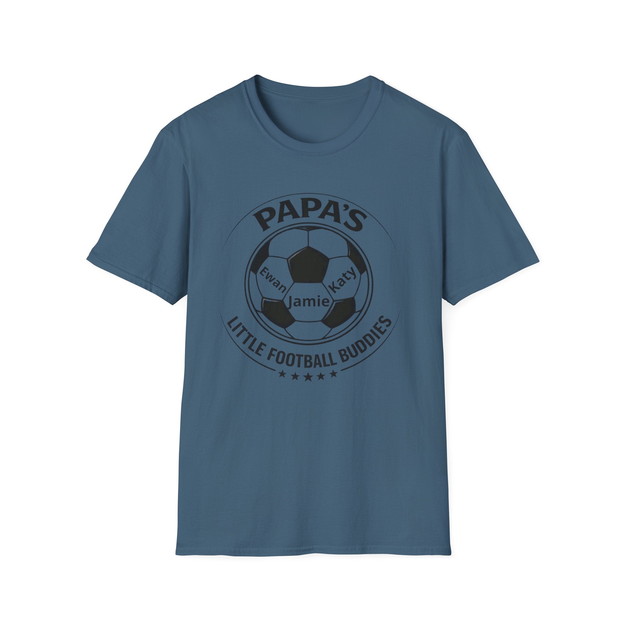 T-Shirt — "Papa's Little Football Buddies" Personalized Soccer Dad Tee