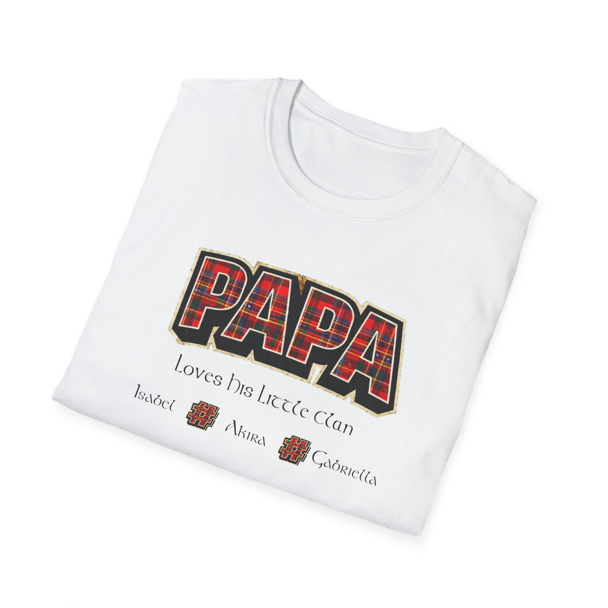 Papa Plaid T-Shirt – "Papa Loves his Little Clan" Grandfather Gift for Father's Day