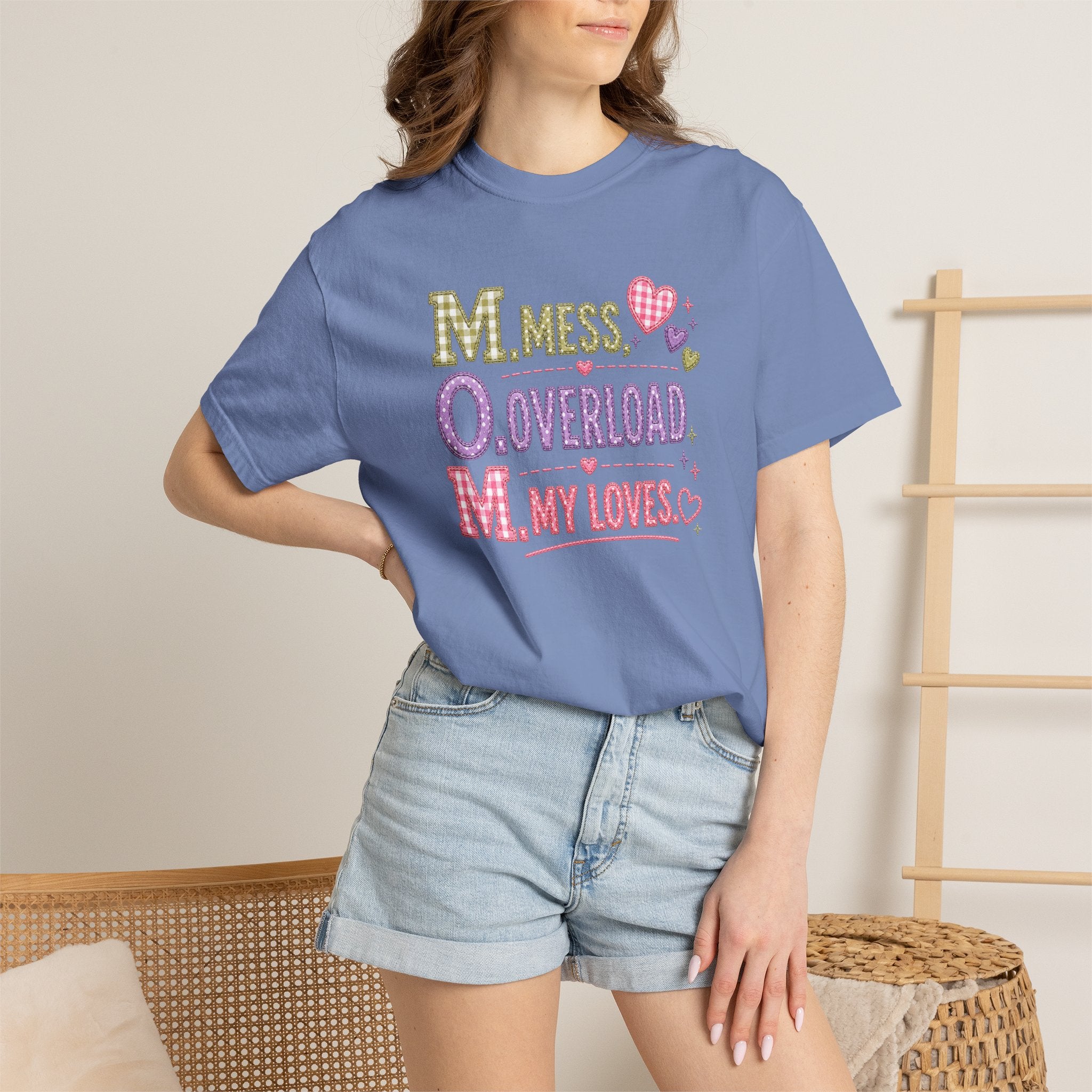 T-Shirt — "M.O.M. Mess, Overload, My Loves" Cute Mom Acronym Graphic Tee